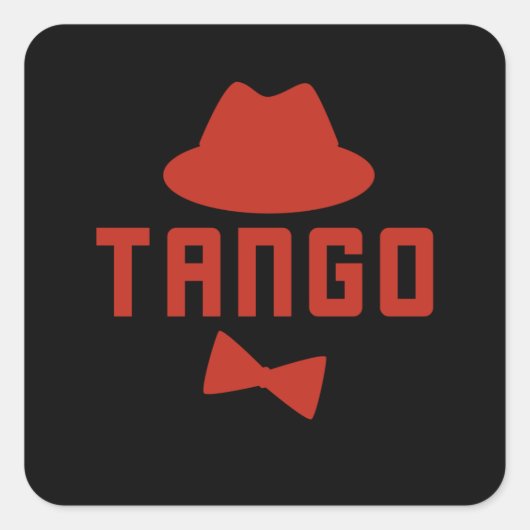 Rode Argentijnse Tango Fedora Bow Stropdas Danser Vierkante Sticker (Voorkant)