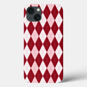 Rode Argyle Dieprode Roze Kleine Diamant Vorm iPhone 13 Hoesje