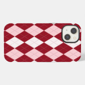 Rode Argyle Dieprode Roze Kleine Diamant Vorm iPhone Hoesje (Achterkant horizontaal)