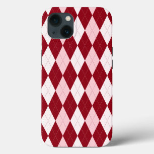 Rode Argyle Dieprode Roze Kleine Diamant Vorm iPhone 13 Hoesje
