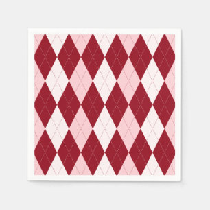 Rode Argyle Dieprode Roze Kleine Diamant Vorm Servet