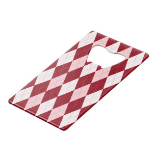 Rode Argyle Dieprood Roze Kleine Diamant Vorm Creditkaart Flessenopener
