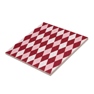 Rode Argyle Dieprood Roze Kleine Diamant Vorm Tegeltje