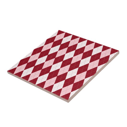 Rode Argyle Dieprood Roze Kleine Diamant Vorm Tegeltje (Zijkant)
