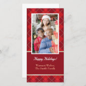 Rode argyle enige foto feestdagenkaart (Voorkant / Achterkant)