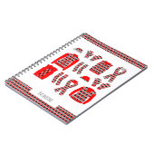 Rode Argyle-items patroon foto notitieboek (Linkerzijde)