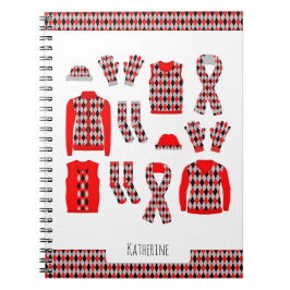 Rode Argyle-items patroon foto notitieboek