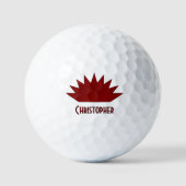 Rode Art Deco Kroon Ontwerp Golfballen (Voorkant)