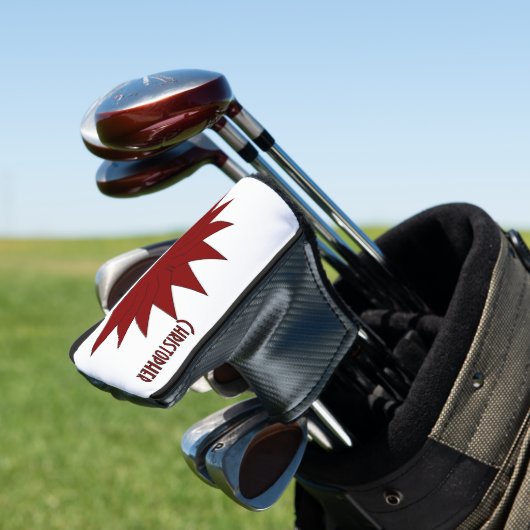 Rode Art Deco Kroon Ontwerp Golfheadcover (Insitu)