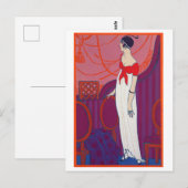 Rode Art Deco-modetekening van George Barbier Briefkaart (Voorkant / Achterkant)