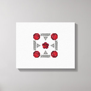 Rode Art Deco Patroon Canvas Afdruk