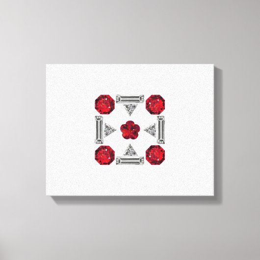 Rode Art Deco Patroon Canvas Afdruk (Voorkant)