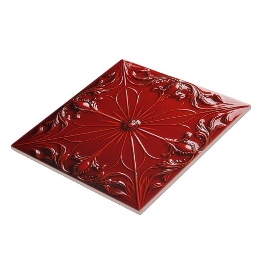 Rode Art Deco Tegeltje (Zijkant)