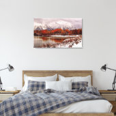 Rode Aspens reflecties na eerste winter storm Canvas Afdruk (Insitu (Slaapkamer))