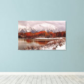 Rode Aspens reflecties na eerste winter storm Canvas Afdruk (Insitu (Houten vloer))