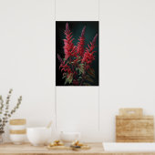 Rode Astilbe Bloem Kunstprint Poster (Keuken)