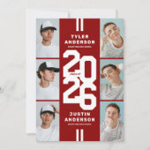 Rode Atleet Foto Collage Gezamenlijke Graduation P Kaart (Voorkant)