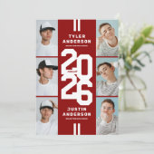 Rode Atleet Foto Collage Gezamenlijke Graduation P Kaart (Staand voorkant)