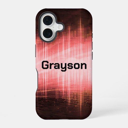 Rode Audiogolven iPhone 16 Hoesje (Achterkant)