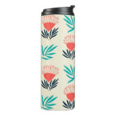 Rode australische bloemen, naadloos patroon thermosbeker (Gedraaid links)