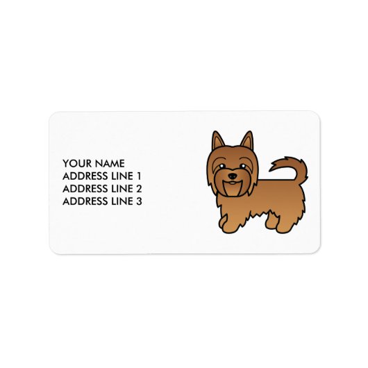 Rode Australische Terrier Schattige Cartoon Hond Etiket (Voorkant)