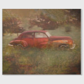  rode auto Antiek oude roestkunst ontkoppeling Cadeaupapier (Vlak)