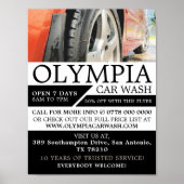 Rode auto, Autowas, de Schoonmakende Dienst Advert Poster (Voorkant)