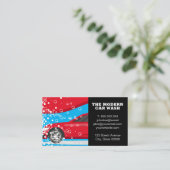 rode auto | Autowaszeepbellen Visitekaartje (Staand voorkant)