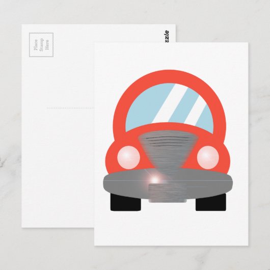 Rode auto briefkaart (Voorkant / Achterkant)