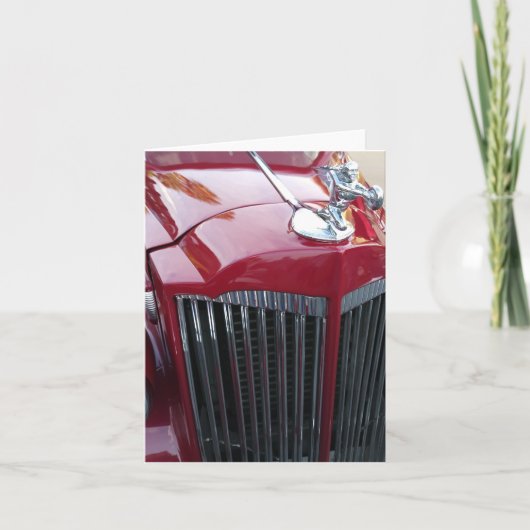 rode auto chrome capuchon ornament op een kaart (Voorkant)