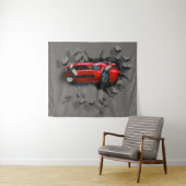 Rode auto door de muur kruipt wandkleed (In Situ (horizontaal))