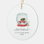 Rode auto | Eerste Kerstdag Nieuw startpunt Keramisch Ornament (Links)