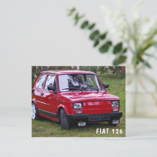  rode auto | Fiat 126 Briefkaart (Staand voorkant)