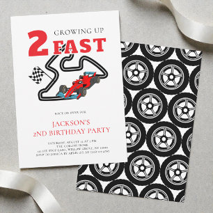 Rode Auto Groeit Te Snel Jongen 2e Verjaardagsfees Kaart