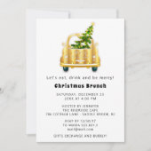 Rode Auto Kerst Brunch Diner Boom Goud Bruin Kaart (Voorkant)