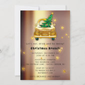 Rode Auto Kerst Brunch Diner Boom Gouden Glitters Kaart (Voorkant)