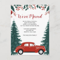 Rode Auto Kerst We Zijn Verhuisd Vakantieaankondig