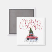  rode auto kerstmagneet magneet (Voorkant / Achterkant)