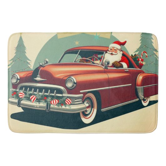 rode auto & kerstman badmat (Voorkant)