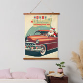 rode auto & kerstman hangend wandkleed (Slaapkamer)