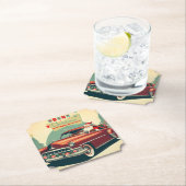  rode auto & kerstman kartonnen onderzetters (Insitu)