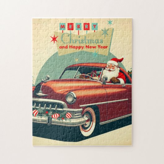  rode auto & kerstman legpuzzel (Verticaal)