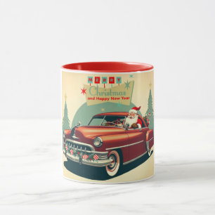 rode auto & kerstman mok