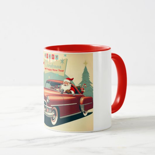 rode auto & kerstman mok (Voorkant rechts)