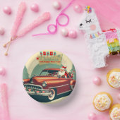  rode auto & kerstman papieren kommen (Feest)