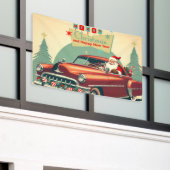  rode auto & kerstman spandoek (Buitenkant Gebouw)