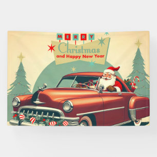  rode auto & kerstman spandoek