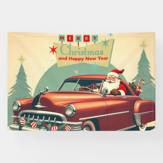  rode auto & kerstman spandoek (Horizontaal)