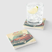 rode auto & kerstman stenen onderzetter (Zijkant)