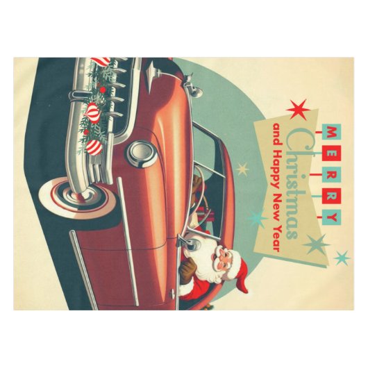  rode auto & kerstman tafelkleed (Voorkant (Horizontaal))